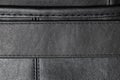 close up black leather texture with stitched or seam Royalty Free Stock Photo