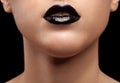 Close up black lips fashion image Royalty Free Stock Photo