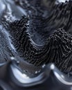 Close-up of black metallic surface with water drops. Abstract background.