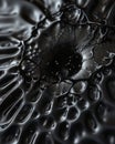 Close-up of black metallic surface with water drops. Abstract background.