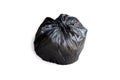 Black plastic garbage bag on a white background that has been successfully tethered with a clipping path