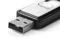 Close up of a black portable usb drive