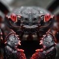 Close up of a black-red crab with water drops on the skin. Royalty Free Stock Photo