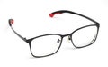 Close up Black and red glasses for view vision isolated Royalty Free Stock Photo