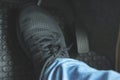 Close up Black Shoe on pedal