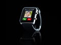 Close up of black smart watch with incoming call