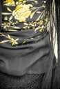 Black flamenco manton shawl with flowers Royalty Free Stock Photo