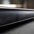 Close-up of a black speaker. Shallow depth of field. Royalty Free Stock Photo