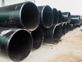 Close-up of black steel pipes