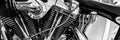 Close up black and white classic motor bike engine Royalty Free Stock Photo