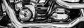 Close up black and white classic motorcycle exhaust Royalty Free Stock Photo