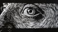 A close up of a black and white drawing that shows an eye, AI Royalty Free Stock Photo