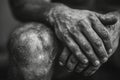 Close-Up of Hands with Dirt Highlighting Hard Work and Struggle Royalty Free Stock Photo