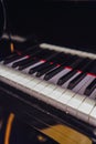 Close-up of the black and white keys of a top grand piano Royalty Free Stock Photo