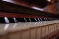 Close up of black, white piano keys. Royalty Free Stock Photo