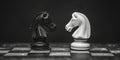 Two Chess Pieces Facing Each Other in Black and White. Generative AI Royalty Free Stock Photo
