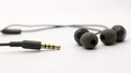 Close up of black wired earphones Royalty Free Stock Photo