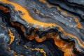 Close up of black and yellow molten lava surface natural wallpaper background Royalty Free Stock Photo