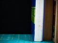 Close up Blackboard and books. Royalty Free Stock Photo