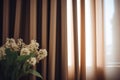 close-up of blackout curtains on a bedroom window