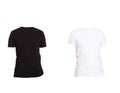 Close up of blank black and white t-shirt isolated on white. Mock up. t shirt copy space, shirt set Royalty Free Stock Photo