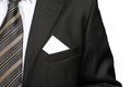 Close up with blank business card in business man suit jacket pocket. Royalty Free Stock Photo