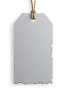 Close-Up of Blank Gray Tag with Twine and Torn Edge Royalty Free Stock Photo