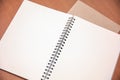 Close-up blank notebook or note book diary on top view desk Royalty Free Stock Photo