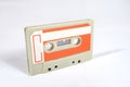 Close up of a blank vintage audio tape cassette isolated on white Royalty Free Stock Photo