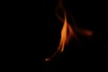 A blazing flame of fire on a black background