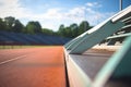 close up of bleachers on side of a track field Royalty Free Stock Photo