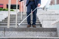 Close Up Of Blind Person Negotiating Steps Outdoors Using Cane Royalty Free Stock Photo