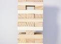 Close up blocks wood game jenga