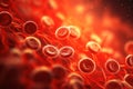 Close up of blood cells leukocytes and erythrocytes in abstract background with copy space