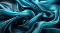 A close up of a blue abstract teal fabric swirls around