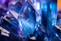 Close up of blue aura quartz crystal