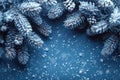 A close up of a blue background with snowflakes, AI