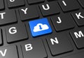 Close up blue button with cloud download sign on black keyboard Royalty Free Stock Photo