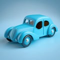 Close up of blue car toy on blue background, created using generative ai technology Royalty Free Stock Photo