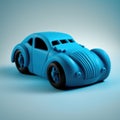 Close up of blue car toy on blue background, created using generative ai technology Royalty Free Stock Photo