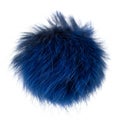 Close up of blue colors rabbit fur pompom isolated on white background Royalty Free Stock Photo