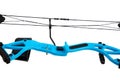 Close-up of blue compound bow riser and cable system, isolated on white background Royalty Free Stock Photo