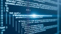 Blue Code Screen With Programming Editor And Highlighted Syntax Royalty Free Stock Photo