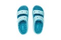 Close-up of blue Crocs sandals. Isolated on white background. View from above Royalty Free Stock Photo