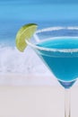 Close up Blue Curacao cocktail on the beach Royalty Free Stock Photo