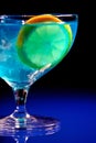 Close up of blue curacao drink Royalty Free Stock Photo