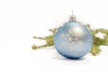 Close up blue decorative ball on the white background Royalty Free Stock Photo