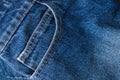 Close Up of Blue Denim Jean Texture with Back Pocket Detail. Close up of blue jeans cloth