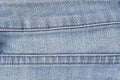 Close Up Blue Denim Jean Texture with Seams Royalty Free Stock Photo