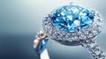 Close-up of a blue diamond ring with gemstones Royalty Free Stock Photo